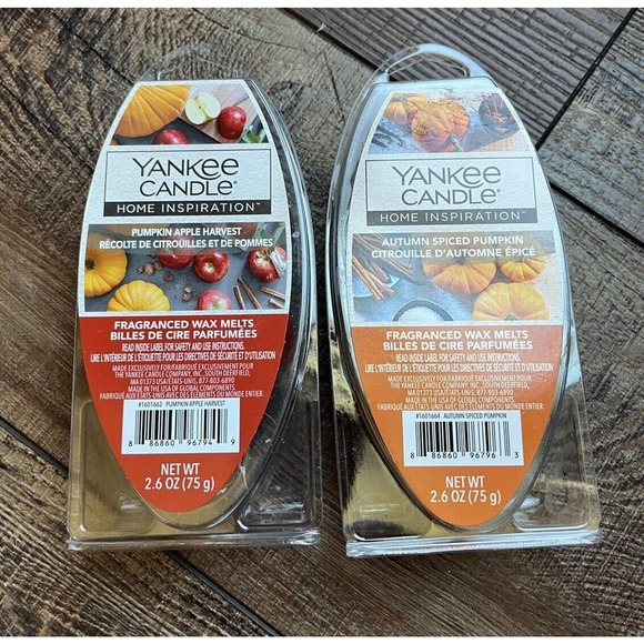 NEW YANKEE CANDLE FALL AUTUMN SPICED PUMPKIN APPLE HARVEST WAX MELTS (2) - Picture 1 of 1